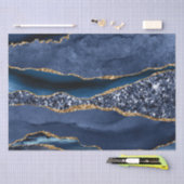 Blauw Goud Glitter Agate Marmer Trendy Decoupage Tissuepapier (Craft)