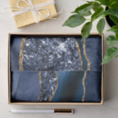 Blauw Goud Glitter Agate Marmer Trendy Decoupage Tissuepapier (Geschenk)