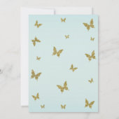 Blauw & Goud Glitter Butterfly Sweet 16 Party Kaart (Achterkant)