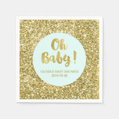 Blauw Goud Glitter Confetti Oh Baby Baby shower Servet (Voorkant)