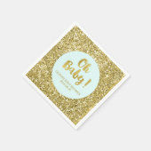 Blauw Goud Glitter Confetti Oh Baby Baby shower Servet (Hoek)