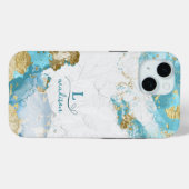 Blauw Goud Glitter Custom Monogram Case-Mate iPhone Case (Achterkant (horizontaal))