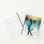 Blauw Goud Glitter Girly Monogram Naam Notitieboek (Binnen)