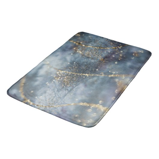 Blauw Goud Glitter Glam 1 Badmat (Gekanteld)