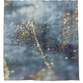 Blauw Goud Glitter Glam 1 Douchegordijn (Voorkant)
