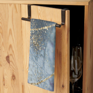 Blauw Goud Glitter Glam 1 Theedoek