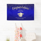 Blauw Goud Glitter Klasse van 2024 Afstuderen Bann Spandoek (Insitu)