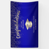Blauw Goud Glitter Klasse van 2024 Afstuderen Bann Spandoek (Verticaal)