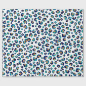 Blauw Goud Glitter Luipaard Patroon Cadeaupapier (Vlak)