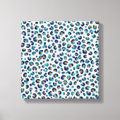 Blauw Goud Glitter Luipaard Patroon Canvas Afdruk (Voorkant)