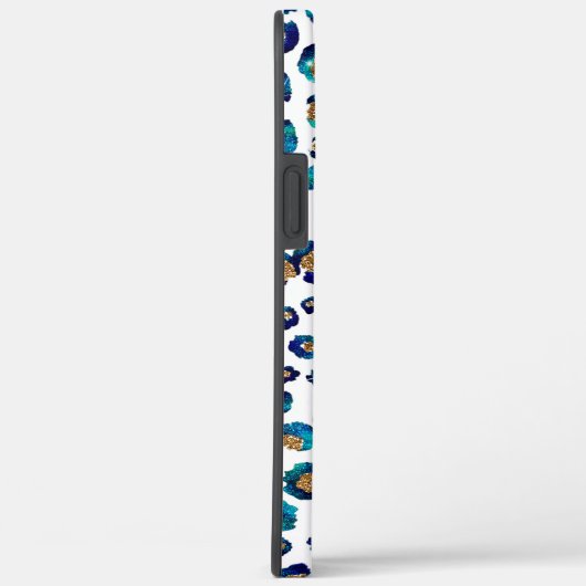 Blauw Goud Glitter Luipaard Patroon Case-Mate iPhone Case (Achterkant / Rechts)