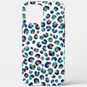 Blauw Goud Glitter Luipaard Patroon Case-Mate iPhone Case (Achterkant)