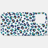 Blauw Goud Glitter Luipaard Patroon Case-Mate iPhone Case (Achterkant (horizontaal))
