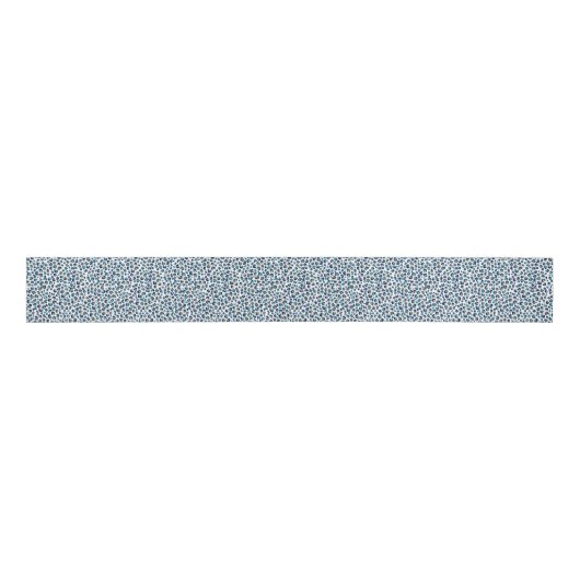 Blauw Goud Glitter Luipaard Patroon Grosgrain Lint (Voorkant)