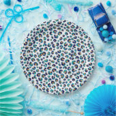 Blauw Goud Glitter Luipaard Patroon Papieren Bordje (Feest)