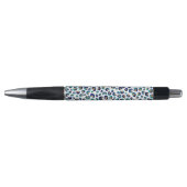 Blauw Goud Glitter Luipaard Patroon Pen (Voorkant)