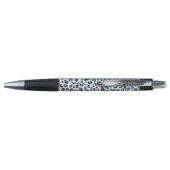 Blauw Goud Glitter Luipaard Patroon Pen (Achterkant)