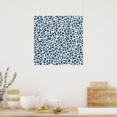 Blauw Goud Glitter Luipaard Patroon Poster (Keuken)