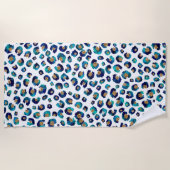 Blauw Goud Glitter Luipaard Patroon Strandlaken (Voorkant)