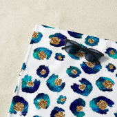 Blauw Goud Glitter Luipaard Patroon Strandlaken (In situ)