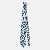 Blauw Goud Glitter Luipaard Patroon Stropdas (Voorkant)