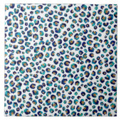 Blauw Goud Glitter Luipaard Patroon Tegeltje (Voorkant)