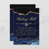Blauw & Goud Glitter Marmer Agaat Wensput  Informatiekaartje (Voorkant / Achterkant)