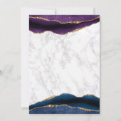 Blauw Goud Glitter Paarse Agaat Bruiloft Kaart (Achterkant)