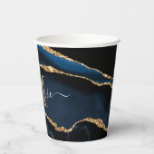 Blauw Goud Glitter Papieren Bekers Aangepaste Naam (Achterkant)