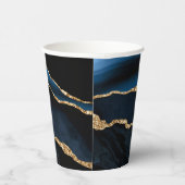 Blauw Goud Glitter Papieren Bekers Aangepaste Naam (Rechts)