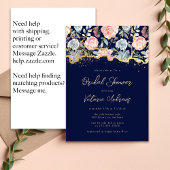 Blauw Goud Glitter Roos Bloemen Vrijgezellenfeest Kaart