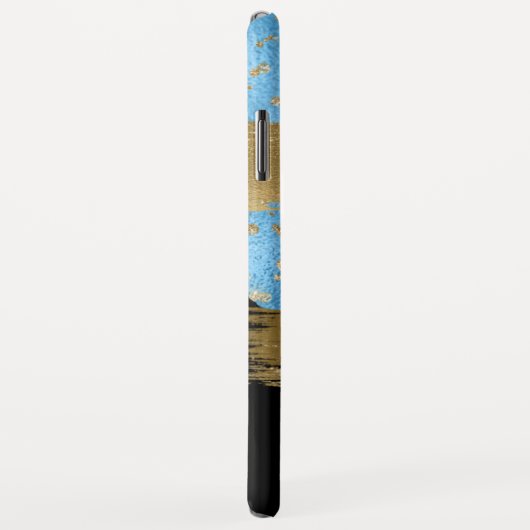 Blauw Goud Glitter Script Monogrammed Case-Mate iPhone Case (Achterkant/rechts)