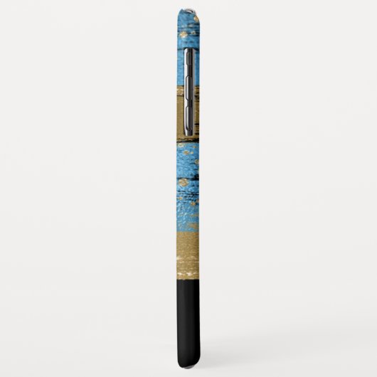 Blauw Goud Glitter Script Monogrammed Case-Mate iPhone Case (Achterkant/links)