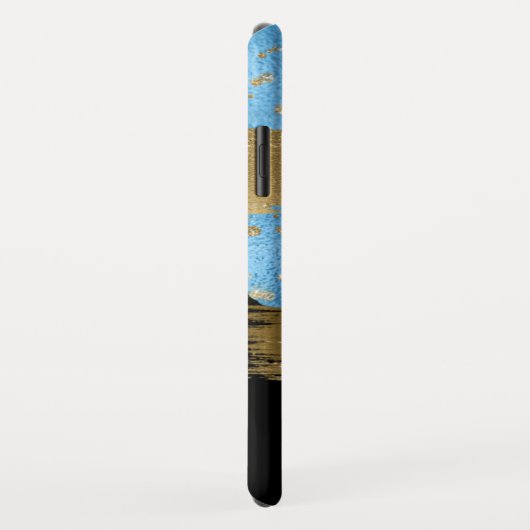 Blauw Goud Glitter Script Monogrammed Case-Mate iPhone Case (Achterkant/rechts)