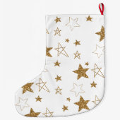 Blauw Goud Glitter Sterren Grote Kerstsok (Achterkant)