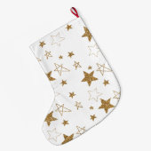 Blauw Goud Glitter Sterren Grote Kerstsok (Achterkant (Hangend))