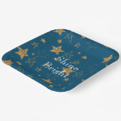 Blauw Goud Glitter Sterren Papieren Bordje (Gebogen)