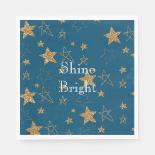 Blauw Goud Glitter Sterren Servet