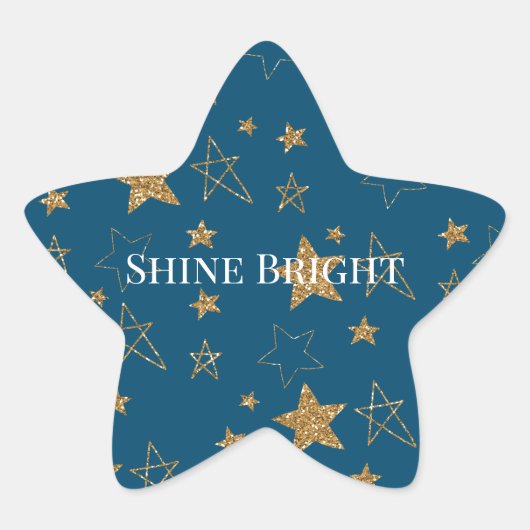 Blauw Goud Glitter Sterren Ster Sticker (Voorkant)