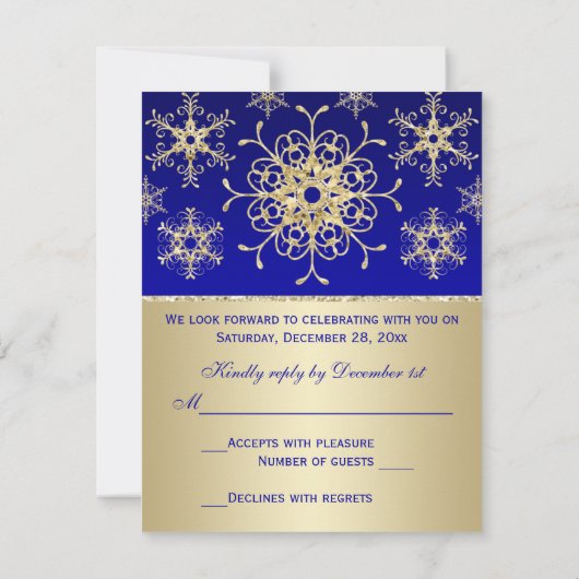 Blauw, Goud Glitter UITZICHT Sneeuwvlokken RSVP Ka (Achterkant)