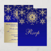 Blauw, Goud Glitter UITZICHT Sneeuwvlokken RSVP Ka (Voorkant / Achterkant)