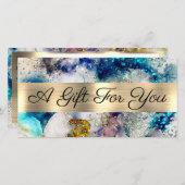 Blauw goud glitters waterverf cadeaubon (Voorkant / Achterkant)