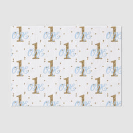 Blauw & goud glitterserpentine 1 1e verjaardagsfee tissuepapier