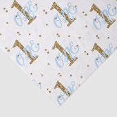 Blauw & goud glitterserpentine 1 1e verjaardagsfee tissuepapier (Detail)