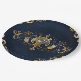 Blauw goud  goud papieren bordje