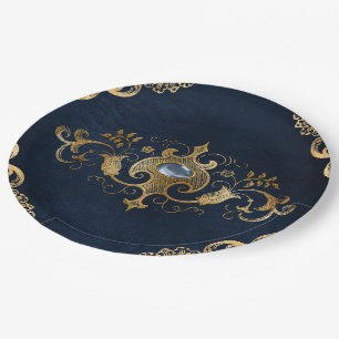 Blauw goud goud papieren bordje