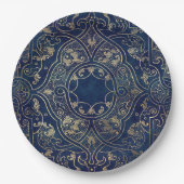 Blauw goud  goud papieren bordje (Voorkant)