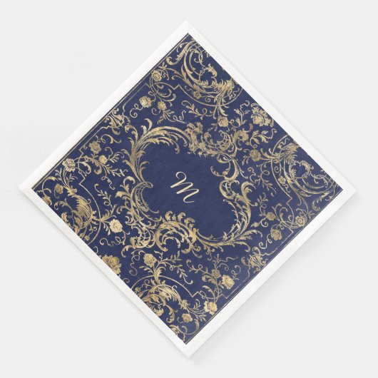 Blauw goud goud servet (Hoek)