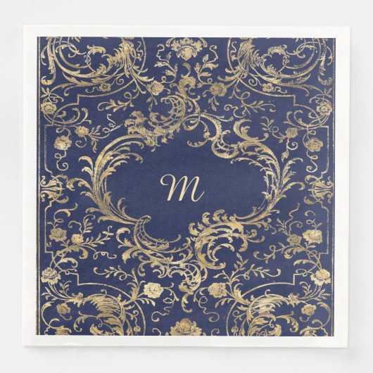 Blauw goud goud servet (Voorkant)