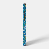 Blauw Goud Grafische Agaat iPhone Hoesje (Linkerkant)